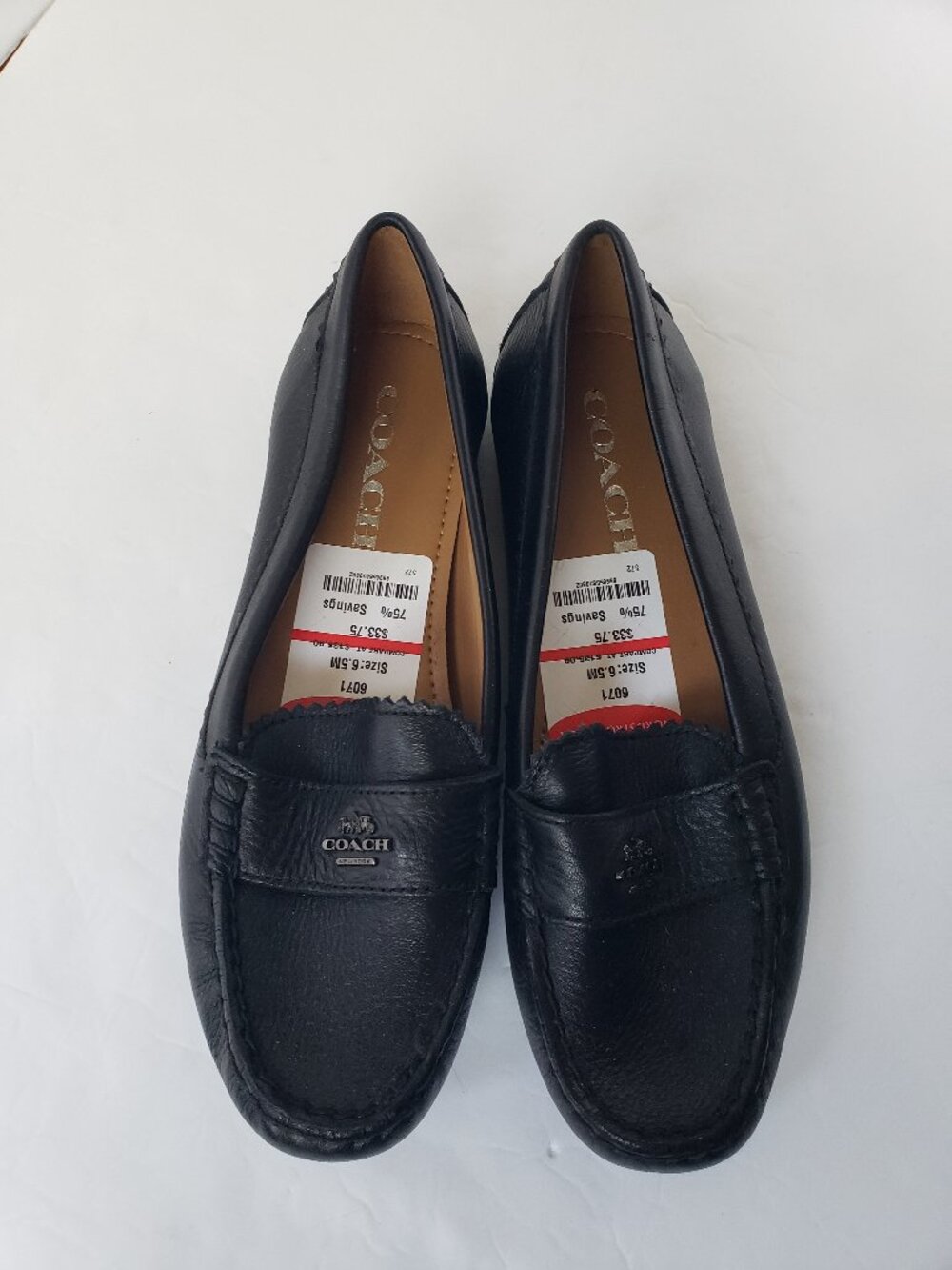 COACH Odette Pebbled Leather Black Driver Loafer Slip On Shoes